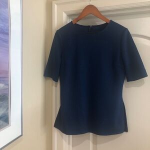 St John Collection Marine Blue MilanoTunic Top peplum back zip size 4 NW…